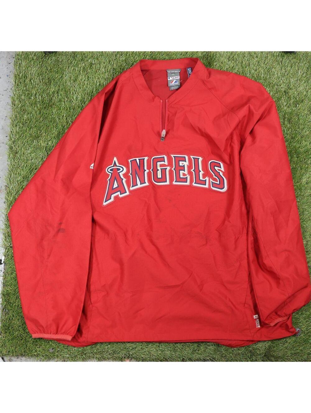 Majestic Anaheim Angels Red Quarter-Zip Pullover Jacket